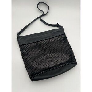 Charles Klein Leathers Black 20" drop Black Shoulder Bag Beautiful Front Detail